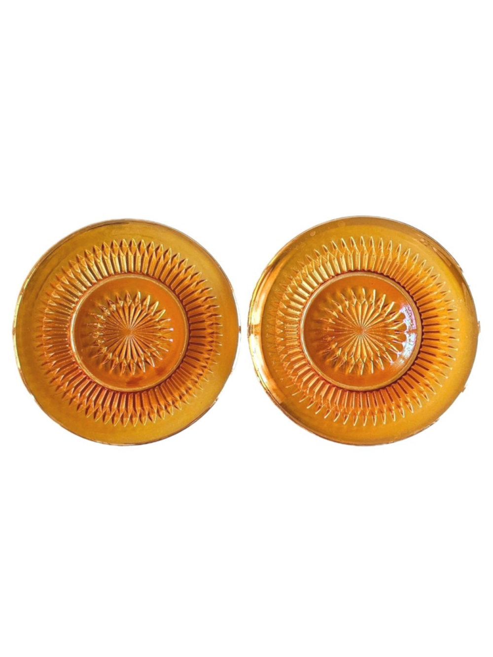 Set of 2 Jeannette Glass "Anniversary" Marigold Carnival Bread & Butter Plates